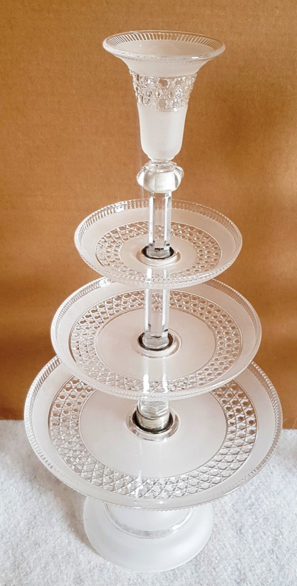 Paire De Serviteur Muets à 3 étages En Cristal Anciens XIX Haut 52 Cm-photo-4