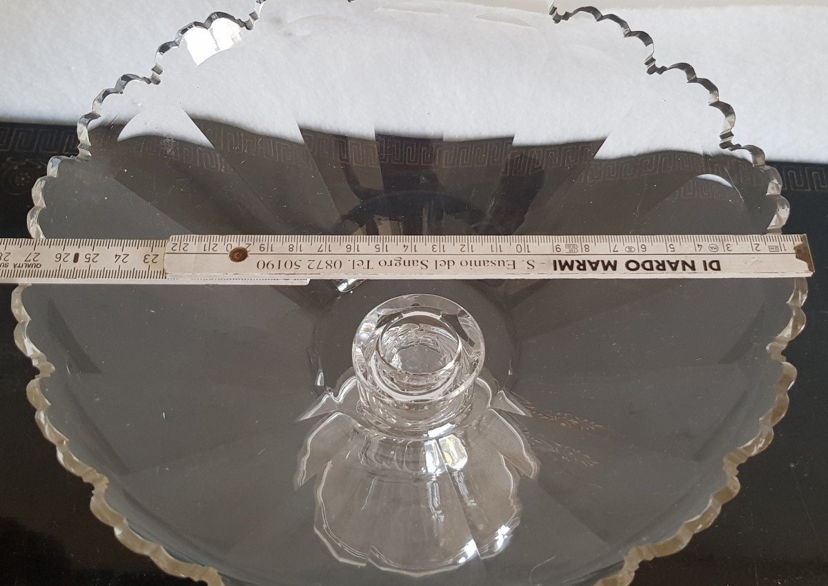 Large Cup On Foot In Cut Crystal XIXs Diam 27 Cm-photo-8