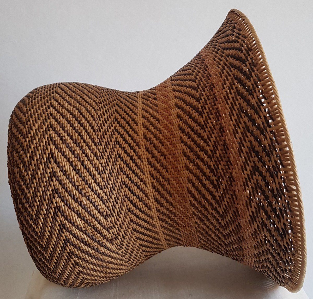 Old Braided Straw Basketry Basket H. 30 Cm-photo-2