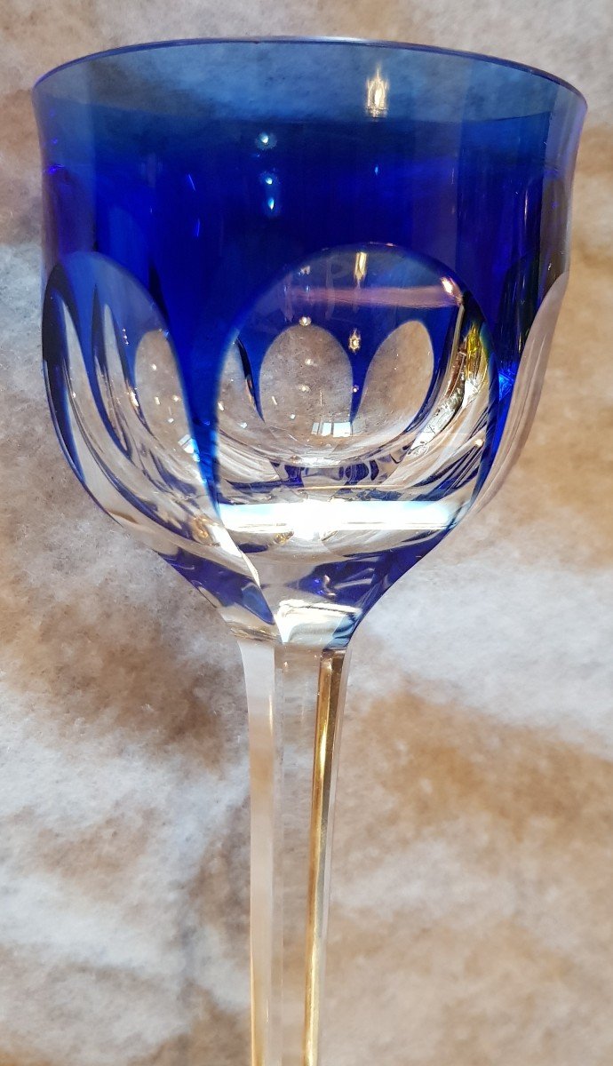  Paire De Verres Calice En Cristal Coloré Moser Cm 19,,5  H-photo-3