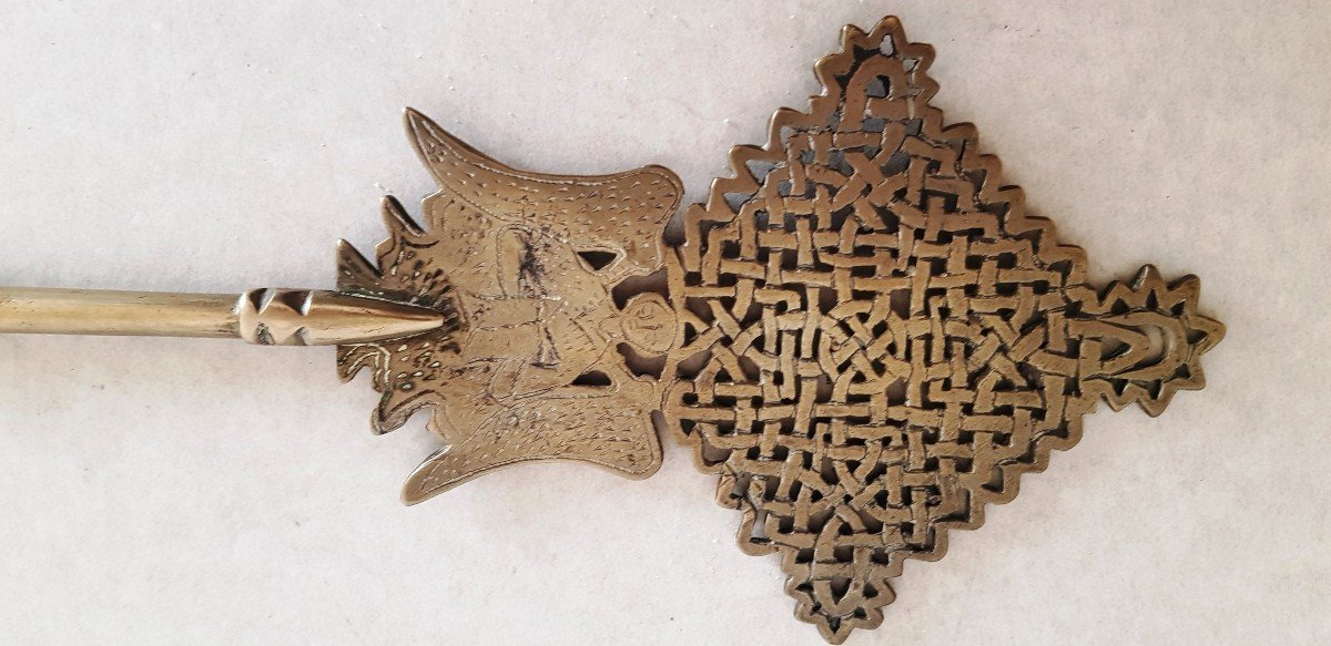 Ancient Cross For The Ethiopian Coptic Blessing In Bronze-photo-2