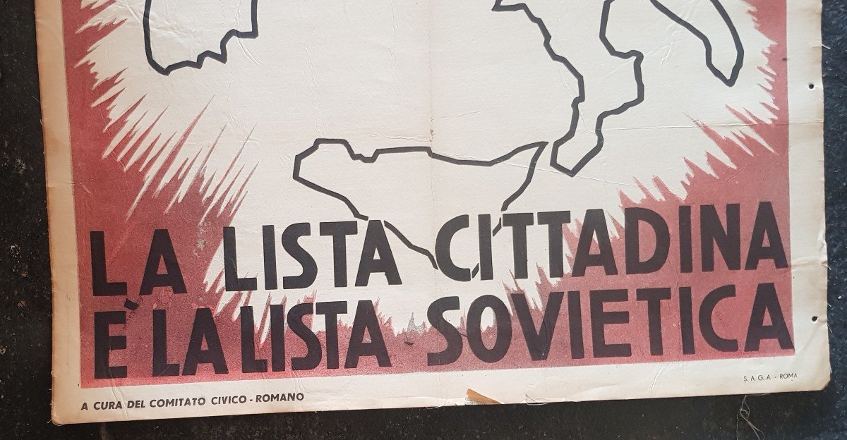 Two Anti-communist Electoral Propaganda Posters Italy Election May 1952-photo-4