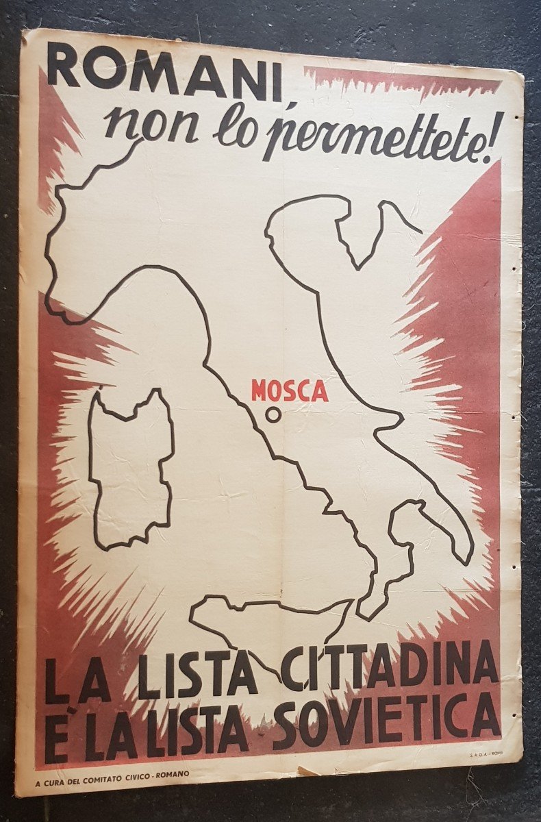 Two Anti-communist Electoral Propaganda Posters Italy Election May 1952