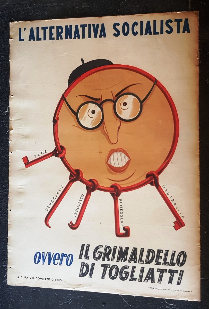 Two Anti-communist And Anti-socialist Electoral Propaganda Posters Italy Election Mai 1953-photo-2