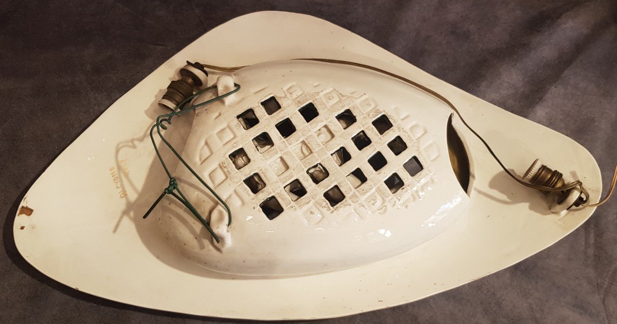 Earthenware Wall Lamp Alcyone Marostica Pulcinella 1950s Luigi Carron-photo-2