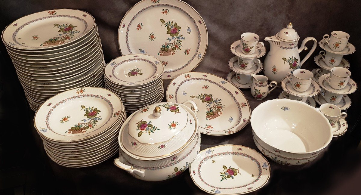 Service Porcelaine Hongroise Danube Décor Japonais 66 Pièces