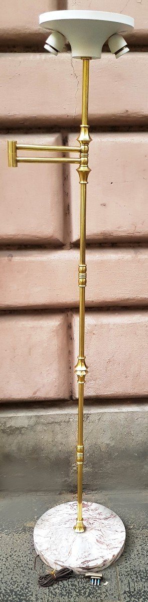 Antique Reading Lamp In Brass And Restored Marble