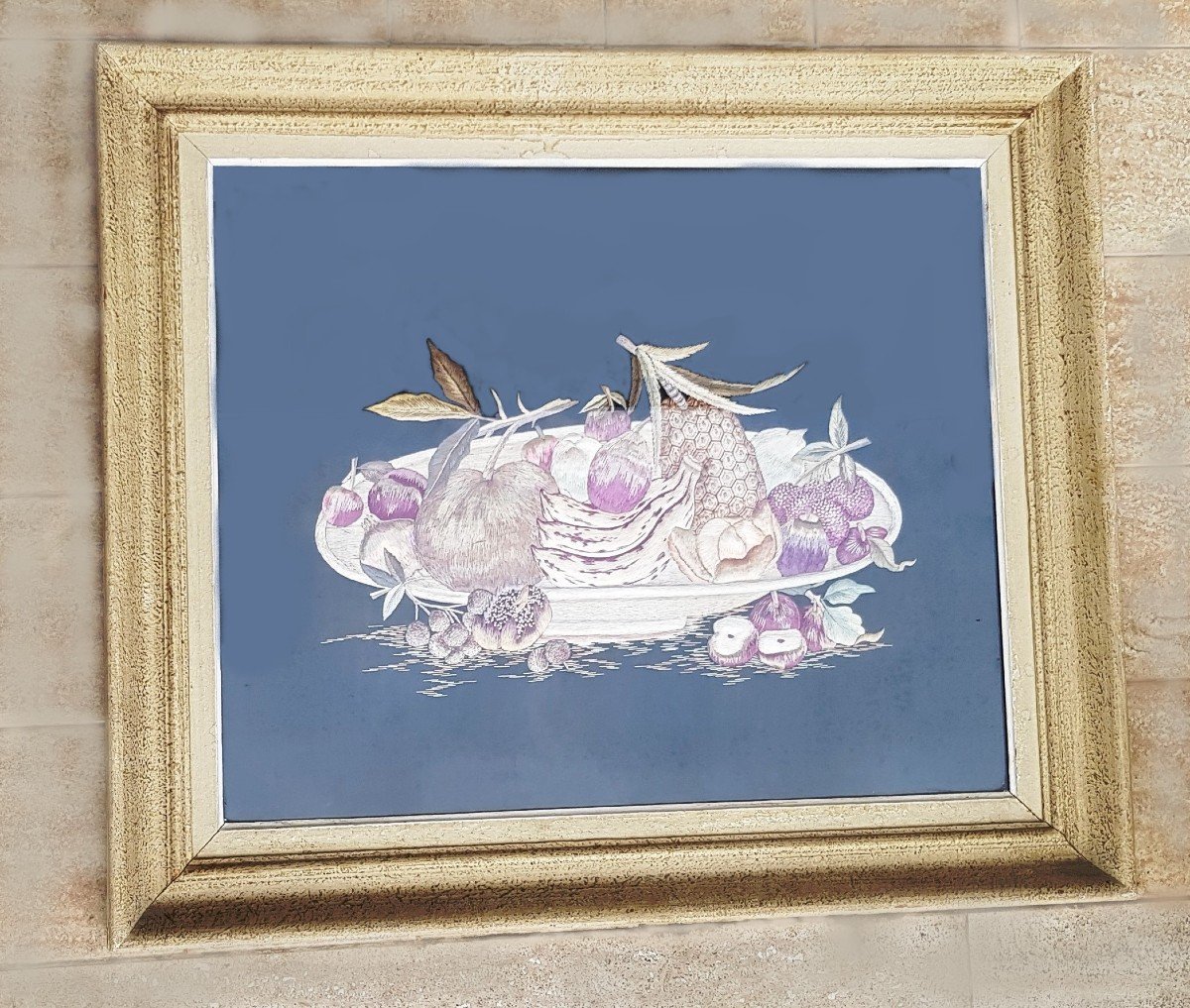 Still Life With Fruits Embroidery Needle Painting On Silk China Early XXs