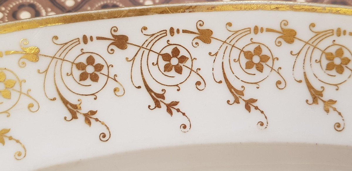 Grande Assiette Ancienne Porcelaine  Décorée à Sèvres Ovale 40x27,5 Cm-photo-4