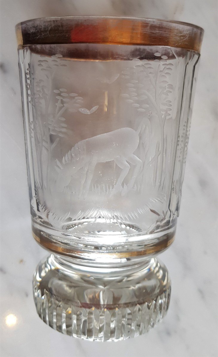 Bohemian Crystal Glass Old Engraved Crystal Decor Animals-photo-2