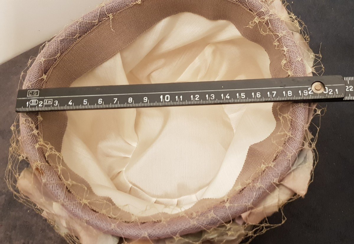 1960s Modisterie Headdress Hat Pastel Flowers And Veil-photo-6