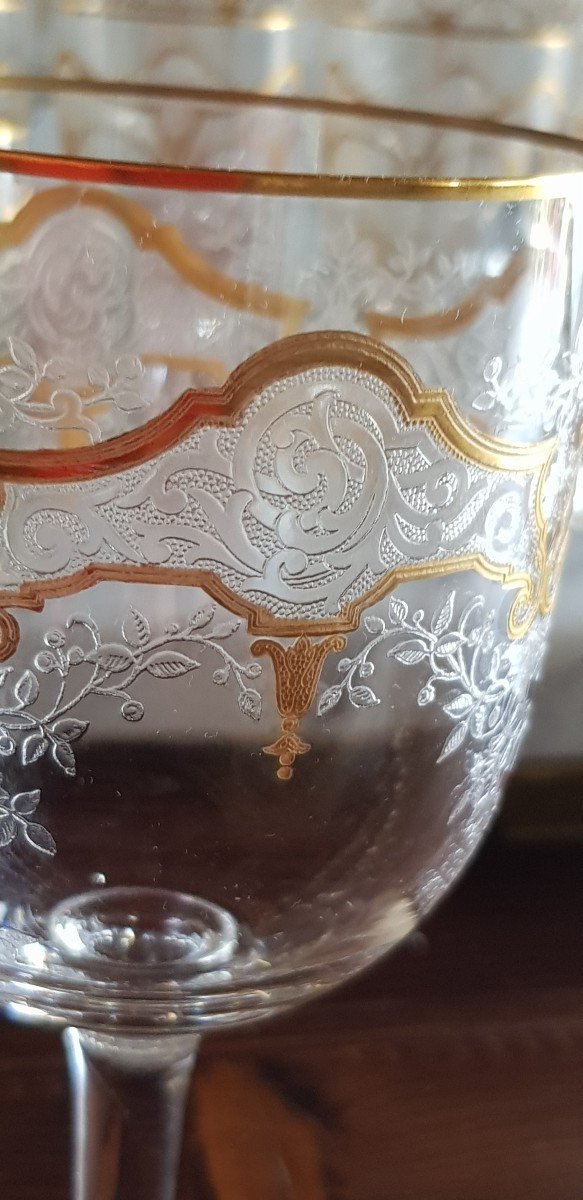 Old Glasses Service 69 Pieces Crystal Baccarat Médicis Model-photo-2