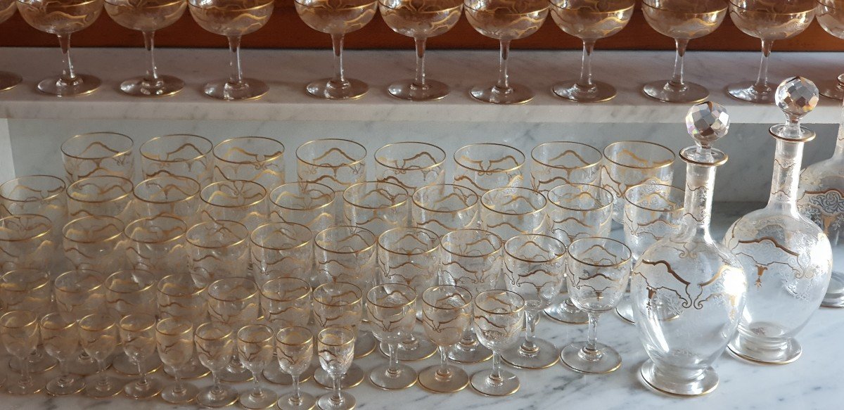 Old Glasses Service 69 Pieces Crystal Baccarat Médicis Model-photo-7