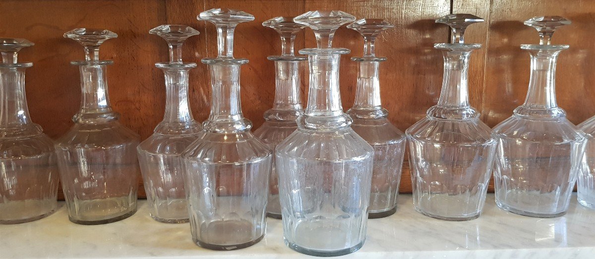  Lot 12 Carafes Anciennes  En Cristal Taillé-photo-2