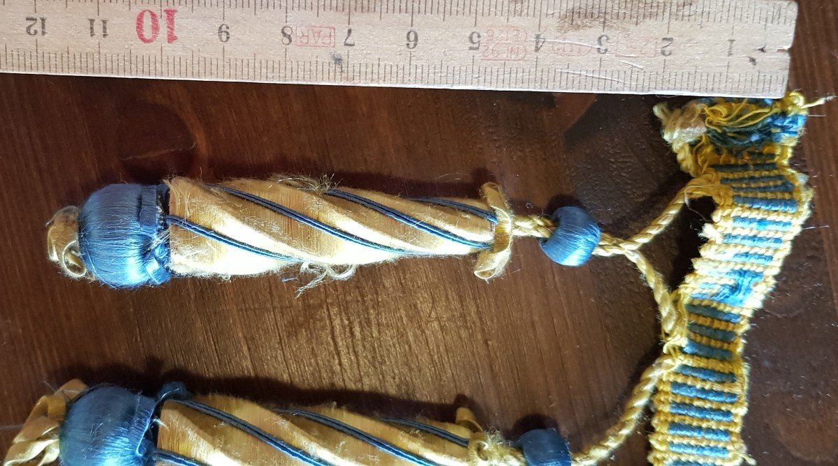 Large Meter Trimmings With Blue And Gold Fringes Napoleon III 14.5 Meters Approximately-photo-3