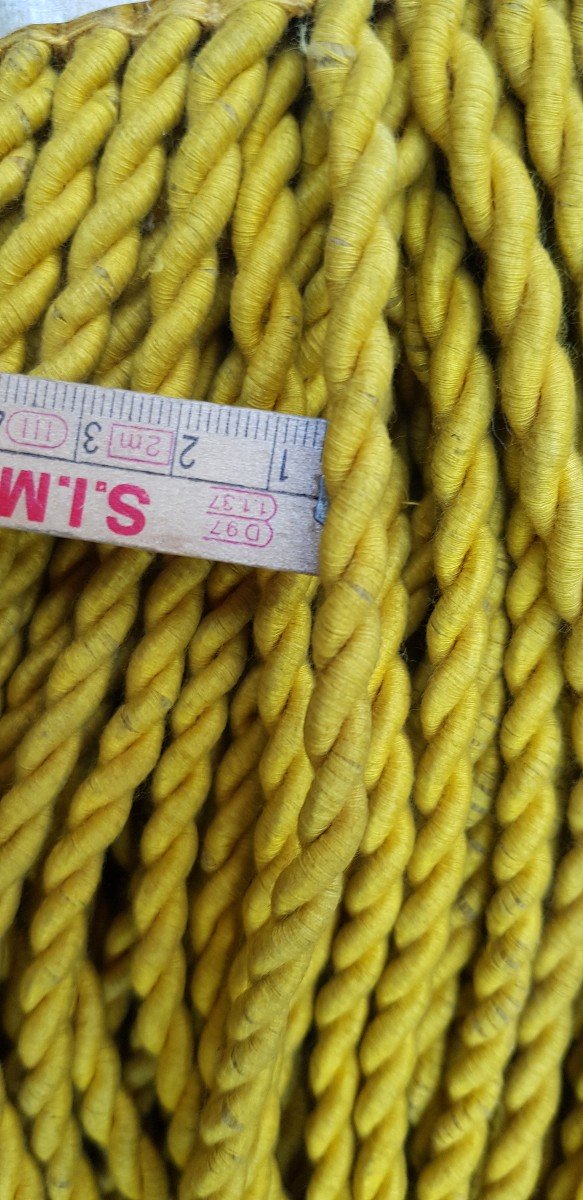 Large Lot Approximately 41 Meters Old Cotton Trimmings Yellow Gold Mouline Fringes-photo-2