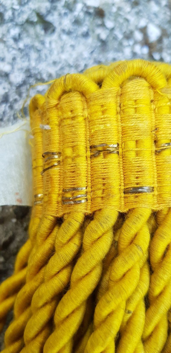 Large Lot Approximately 41 Meters Old Cotton Trimmings Yellow Gold Mouline Fringes-photo-4