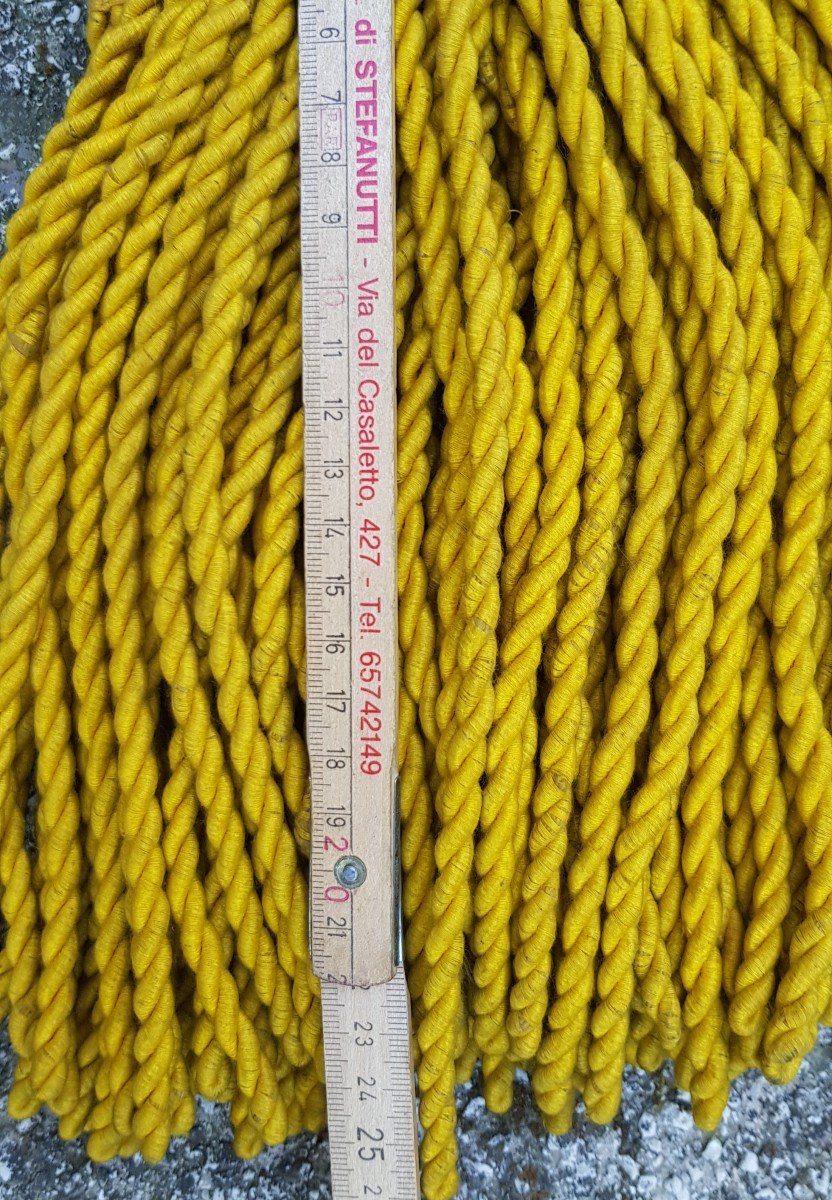 Large Lot Approximately 41 Meters Old Cotton Trimmings Yellow Gold Mouline Fringes