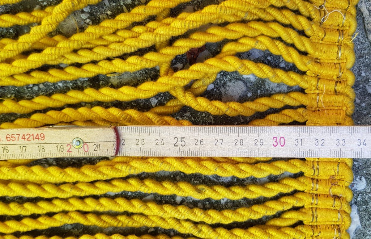 Lot Approximately 5 Meters Old Cotton Trimmings Mouliné Fringes Yellow Gold Long 33.5 Cm-photo-3