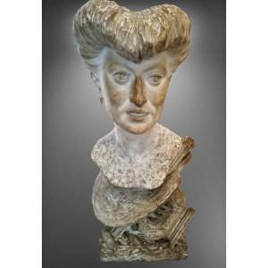 Plaster Bust Of The Artist S. Cappiello Made By Francisco Broch Llop Dated 1908