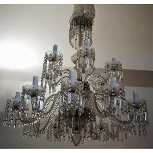 Large Old Chandelier 90 Cm Diameter 18 Twisted Full Crystal Arms
