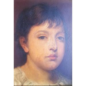Portait Of A Child Oil On Wood Italy Late Nineteenth Century