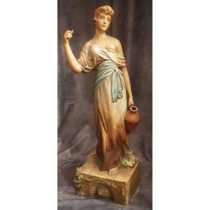 Art Nouveau Sculpture In Polychrome Terracotta