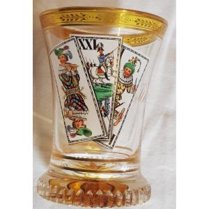 19th Century Anton Kothgasser Glass With Tarot Cards