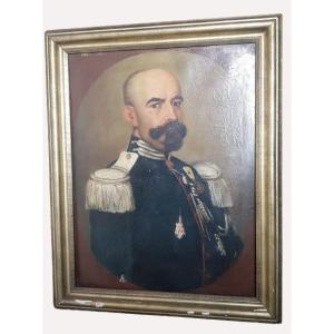 Portrait Of An Officer Oil On Canvas 19th C
