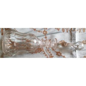 Pair Of Decanter Bottles Bohemian Crystal Carafes XIX S H 27 Cm