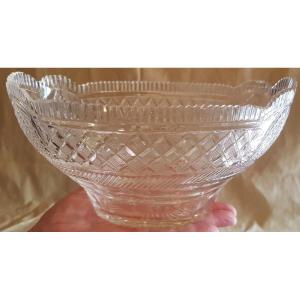 Antique Oval Centerpiece In Cut Bohemian Crystal 23x17x13 Cm