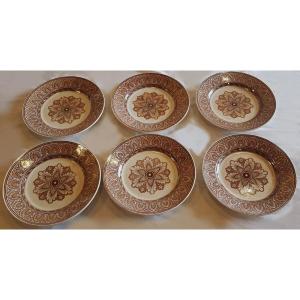 Set Of Six Old English Earthenware Plates