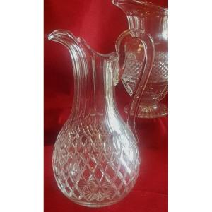 Old Pitcher Ewer In Cut Bohemian Crystal