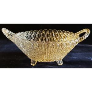 Small Old Molded Glass Basket Portieux