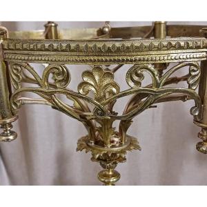Old Neogothic Chandelier In Polished Bronze