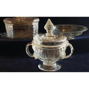 Old Venetian Covered Pot 19th Century Blown And Wheel-engraved Glass