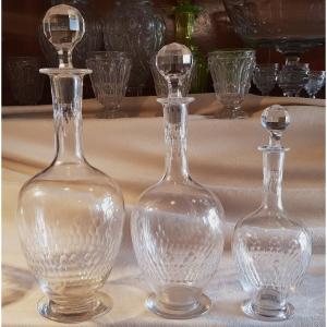 Three Antique Baccarat Crystal Decanters, Richelieu Model