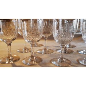 Lot 11 Verres Anciens En Cristal Baccarat Modèle Richelieu