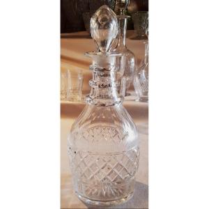 Old 19th Century Wine Carafe In Cut Crystal