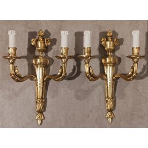 Pair Of Old Louis XVI Style Bronze Wall Lights
