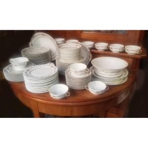 Plate Service 74 Pieces Limoges Raynaud Porcelain Model Old Venice
