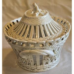 Ancien centre de table en majolica italienne ajourée