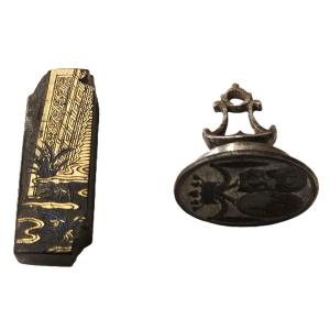 Ancient Seal With Marital Coat Of Arms And Marquis Crown