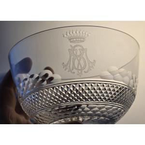 lot 6 anciennes coupes en cristal taillé  monogramme MB couronne de marquis