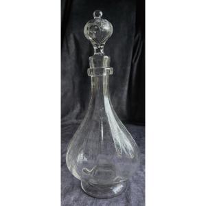 Antique Engraved Crystal Decanter – Bohemia, In The Style Of Moser, Circa 1920–1940