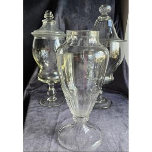  ancien vase XIX en  cristal taillé