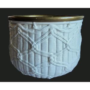 Cache-pot en faïence blanche- Italie vers 1980