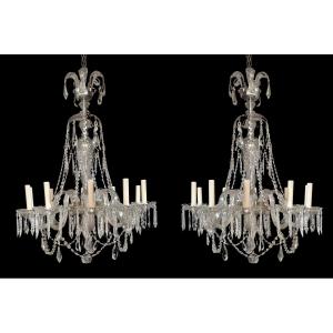 Paire de lustres en cristal de Bohême, vers 1940
