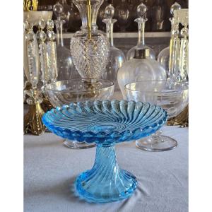 Ancient Moulded Glass Fruit Bowl By Baccarat, “bamboo” Model