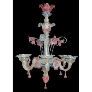 Antique Murano Chandelier In Blown Glass